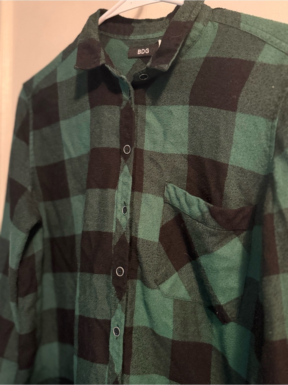 BDG Green and Black Buffalo Plaid Button-Down Shirt